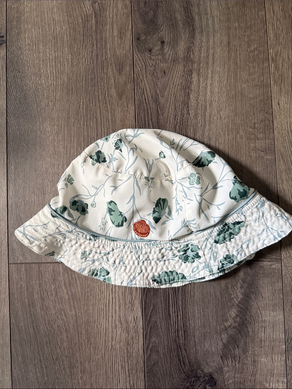 Mini A Ture Cream Bucket Hat with Green Floral Print